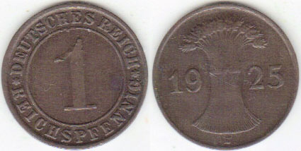 1925 J Germany 1 Reichspfennig A008026